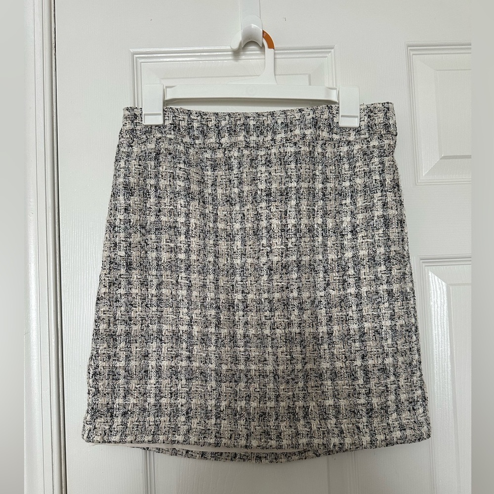 Rachel Zoe Black and White Lined Tweed Skirt Mini Pencil Skirt Womens Size 8